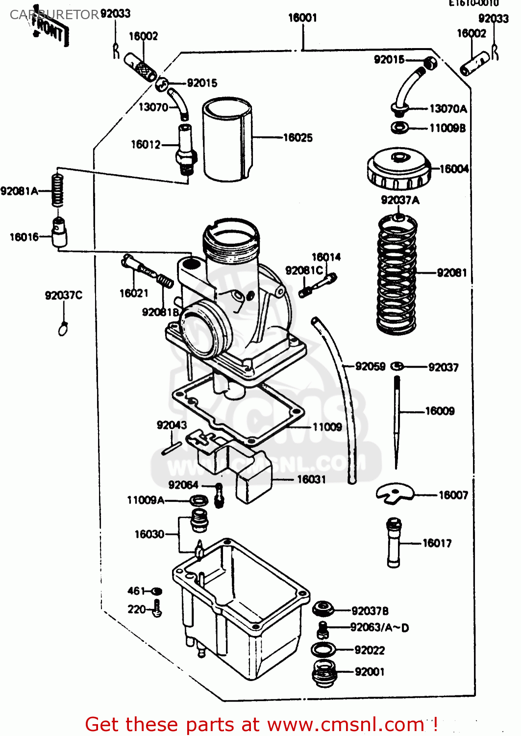 CARBURETOR KE125A11 1984 UNITED KINGDOM FR SD