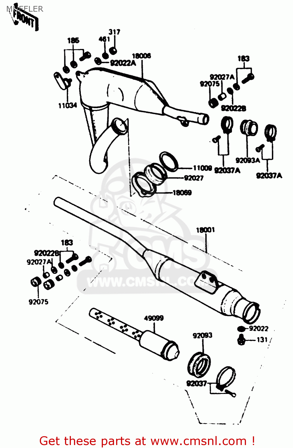 MUFFLER KE125A11 1984 UNITED KINGDOM FR SD