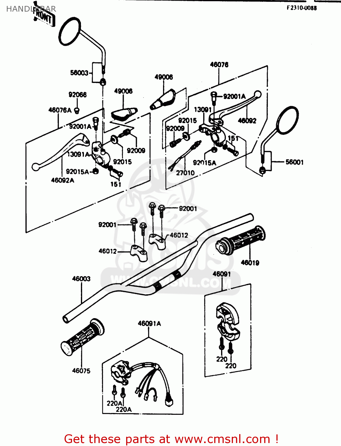 HANDLEBAR KE125A11 1984 UNITED KINGDOM FR SD