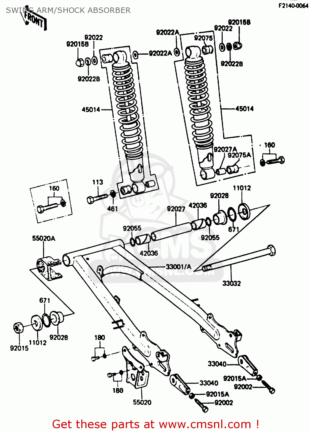 SWING ARM/SHOCK ABSORBER KE125A11 1984 UNITED KINGDOM FR SD