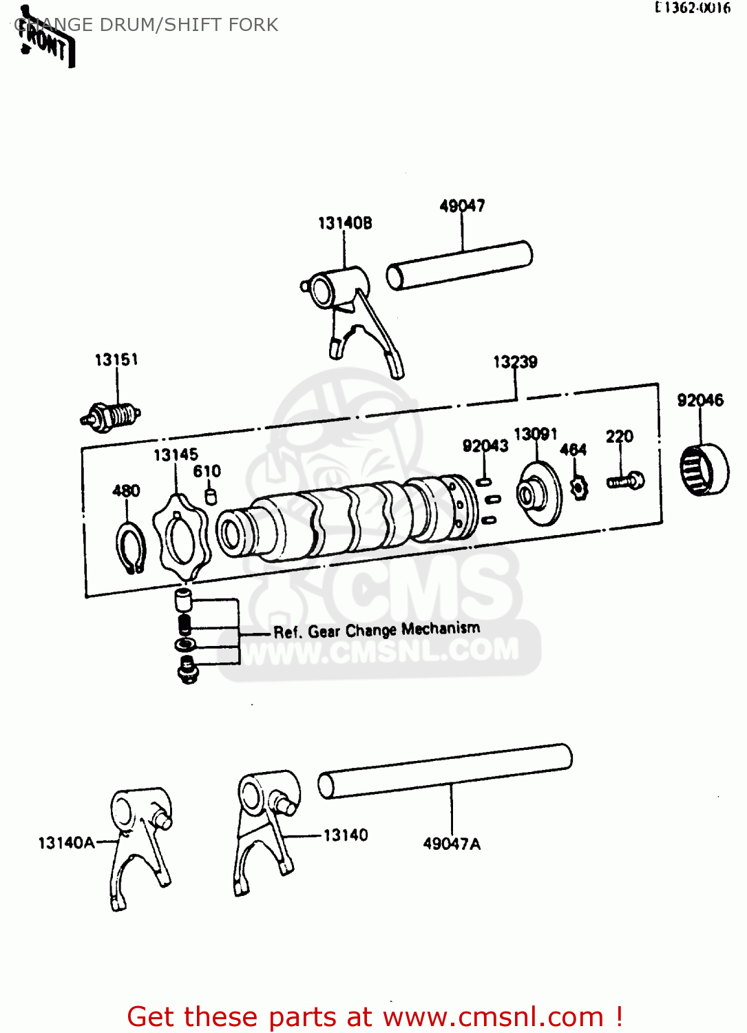 CHANGE DRUM/SHIFT FORK KE125A12 1985 UNITED KINGDOM FR GR