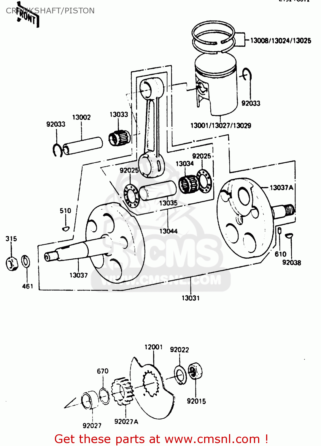 CRANKSHAFT/PISTON KE125A12 1985 UNITED KINGDOM FR GR