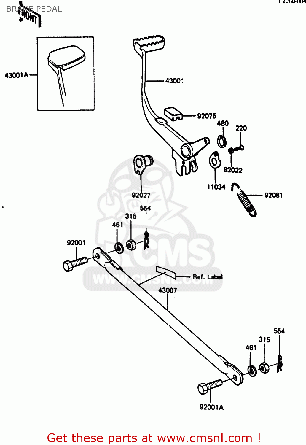 BRAKE PEDAL KE125A12 1985 UNITED KINGDOM FR GR