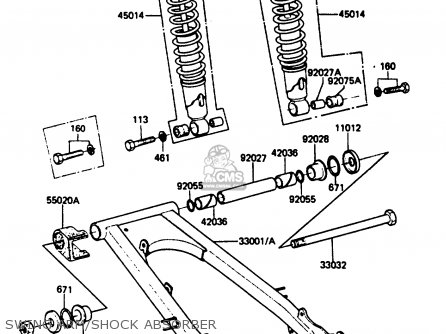 SWING ARM/SHOCK ABSORBER - KE125A12 1985 UNITED KINGDOM FR GR