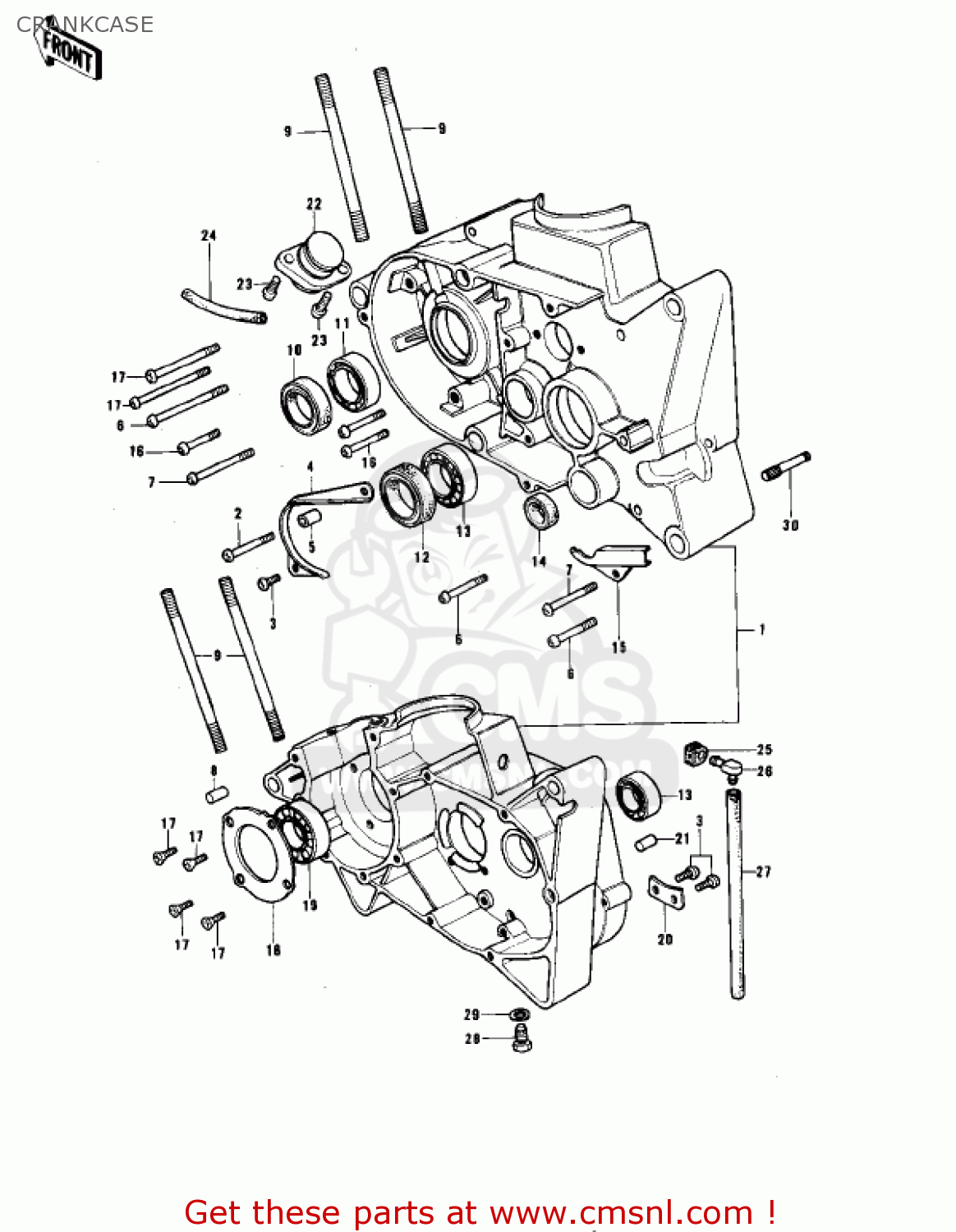 CRANKCASE KE175-B1 KE175 1976 USA CANADA / MPH KPH