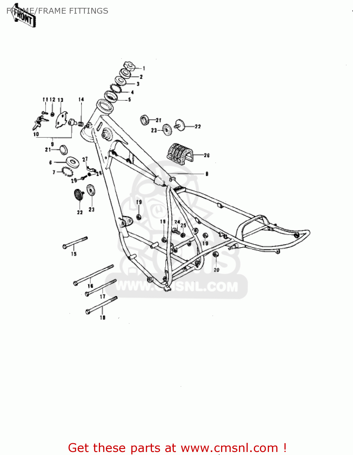 FRAME/FRAME FITTINGS KE175-B1 KE175 1976 USA CANADA / MPH KPH