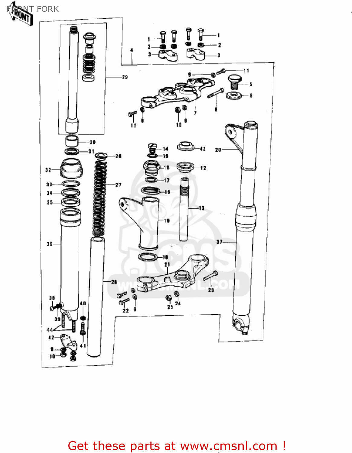 FRONT FORK KE175-B1 KE175 1976 USA CANADA / MPH KPH