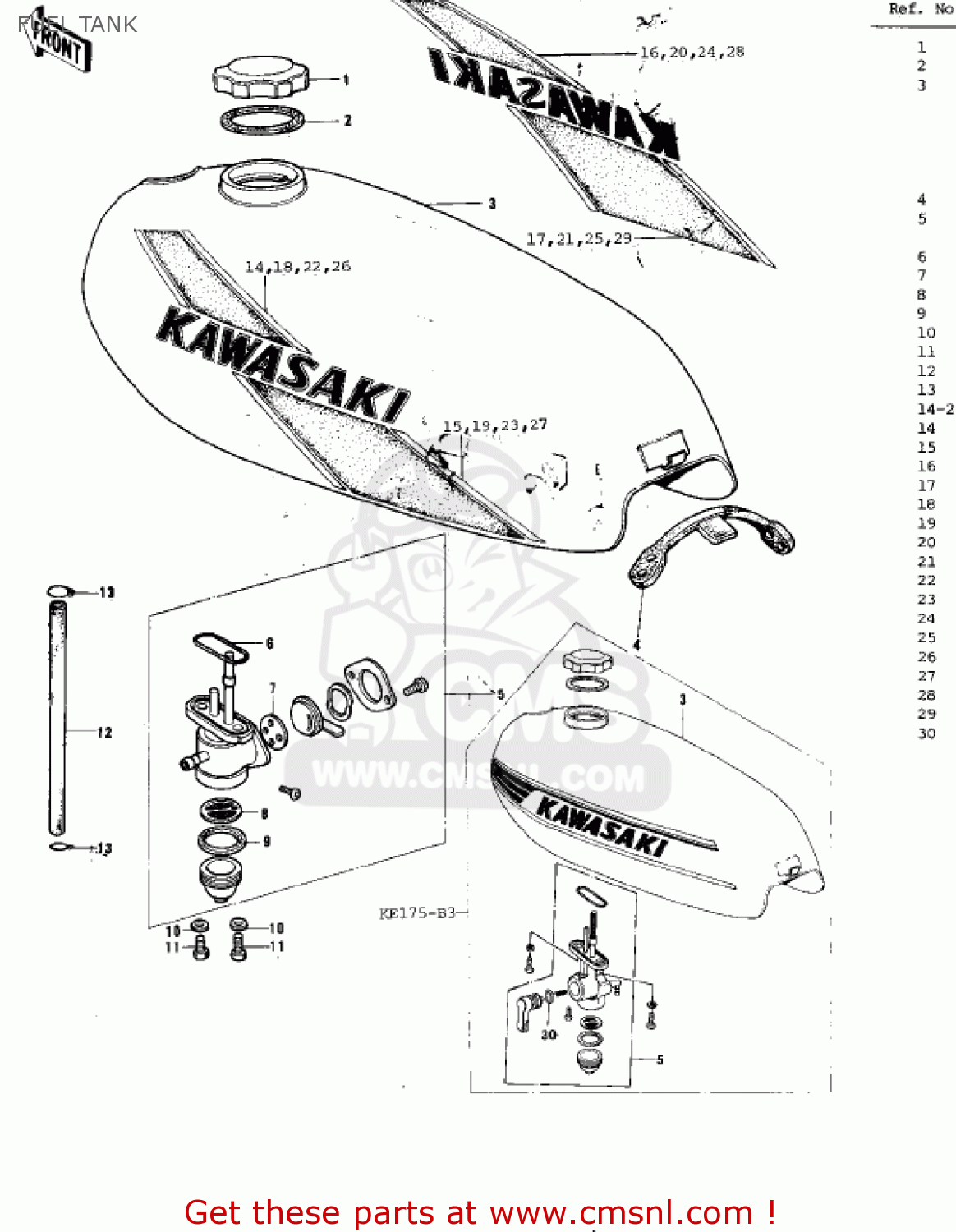 FUEL TANK KE175-B1 KE175 1976 USA CANADA / MPH KPH