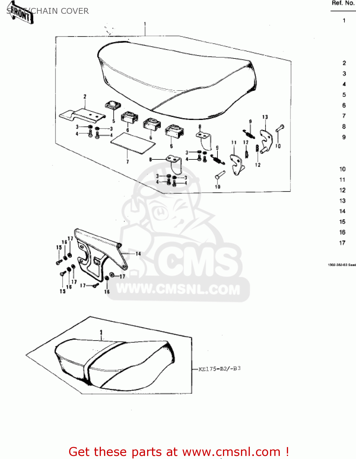 SEAT/CHAIN COVER KE175-B1 KE175 1976 USA CANADA / MPH KPH