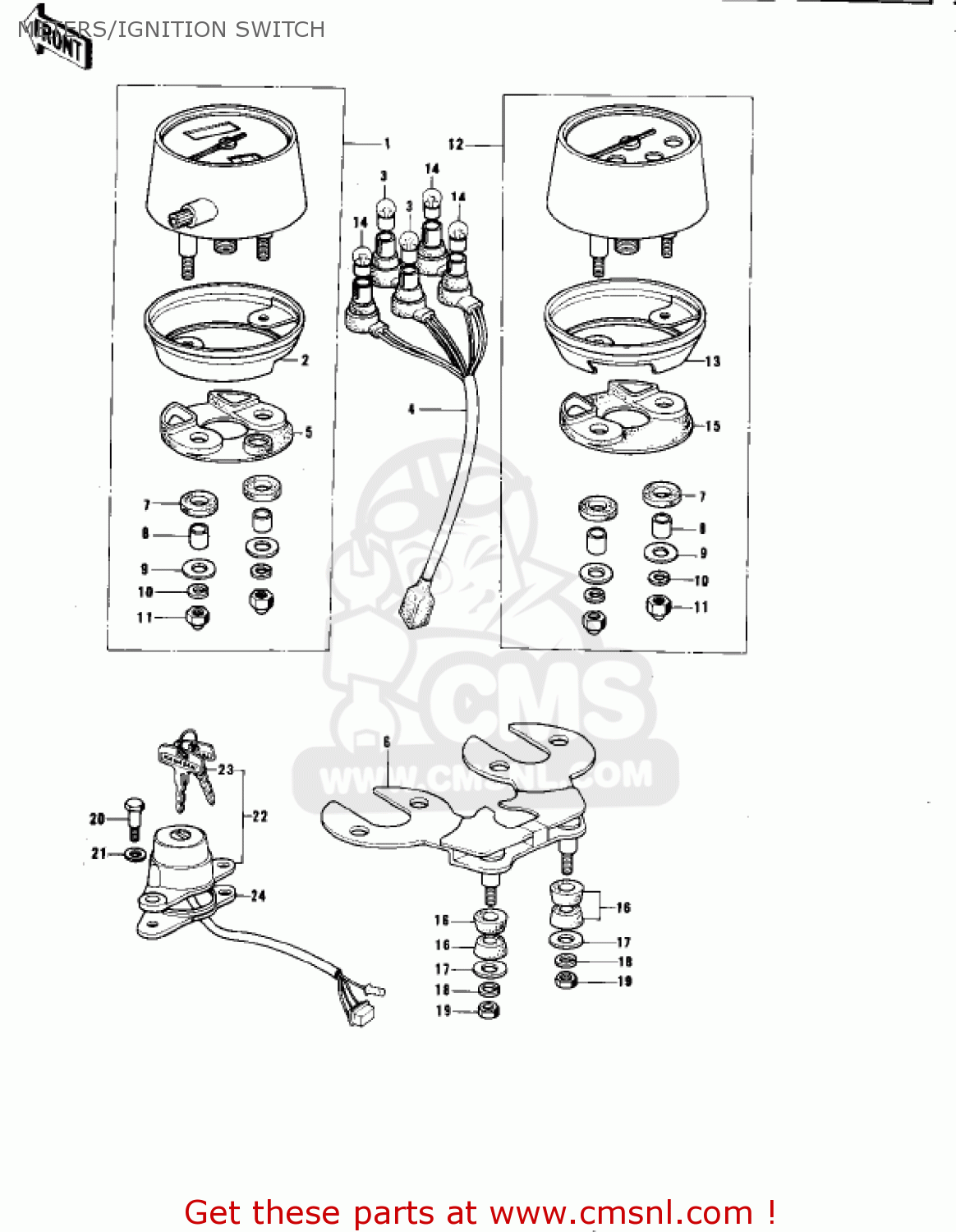 METERS/IGNITION SWITCH KE175-B1 KE175 1976 USA CANADA / MPH KPH