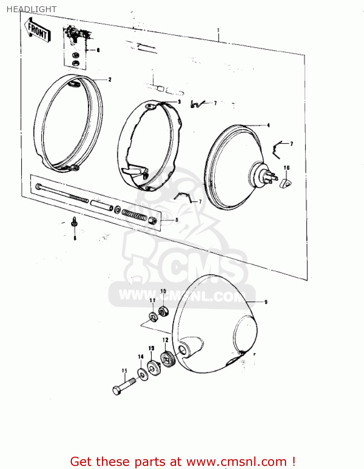 HEADLIGHT KE175-B1 KE175 1976 USA CANADA / MPH KPH