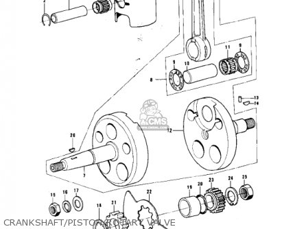 CRANKSHAFT/PISTON/ROTARY VALVE - KE175-B1 KE175 1976 USA CANADA / MPH KPH