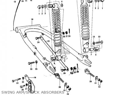 SWING ARM/SHOCK ABSORBERS - KE175-B1 KE175 1976 USA CANADA / MPH KPH