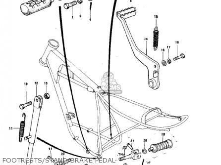 FOOTRESTS/STAND/BRAKE PEDAL - KE175-B1 KE175 1976 USA CANADA / MPH KPH