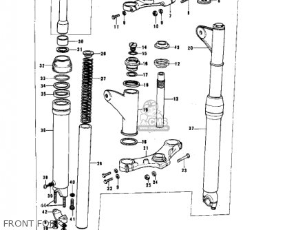 FRONT FORK - KE175-B1 KE175 1976 USA CANADA / MPH KPH