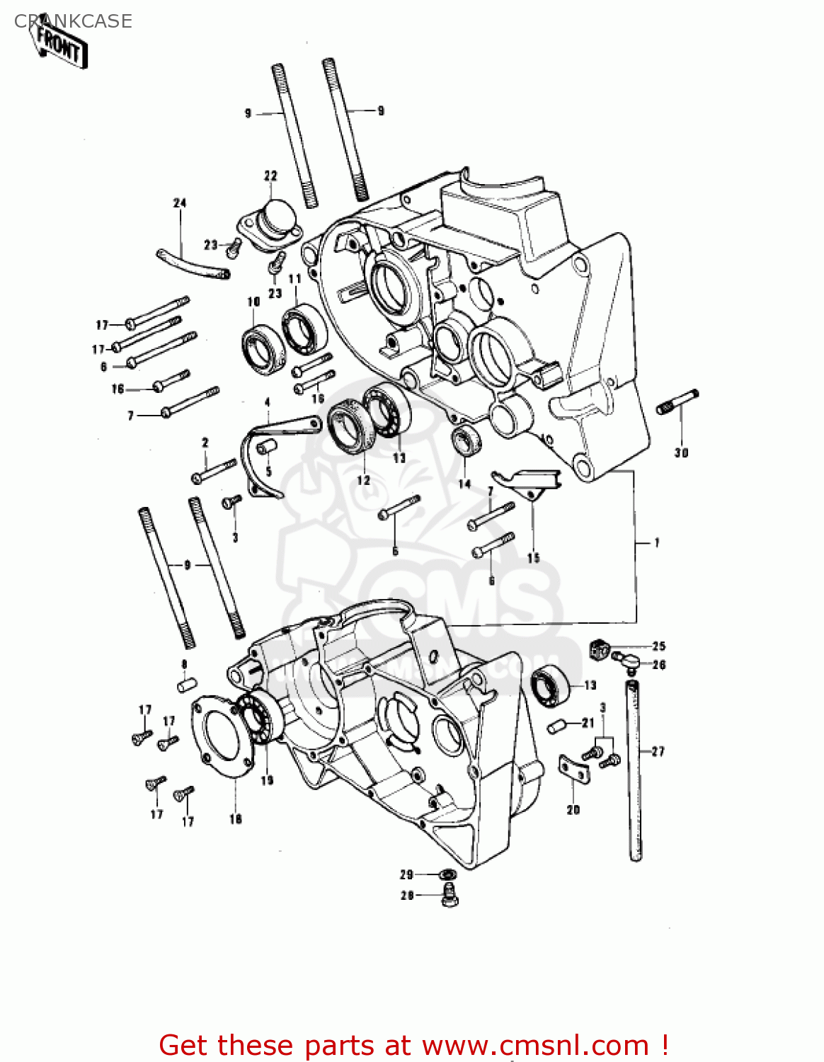CRANKCASE KE175-B2 KE175 1977 USA CANADA / MPH KPH