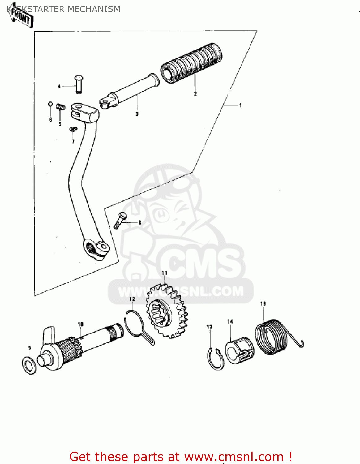 KICKSTARTER MECHANISM KE175-B2 KE175 1977 USA CANADA / MPH KPH