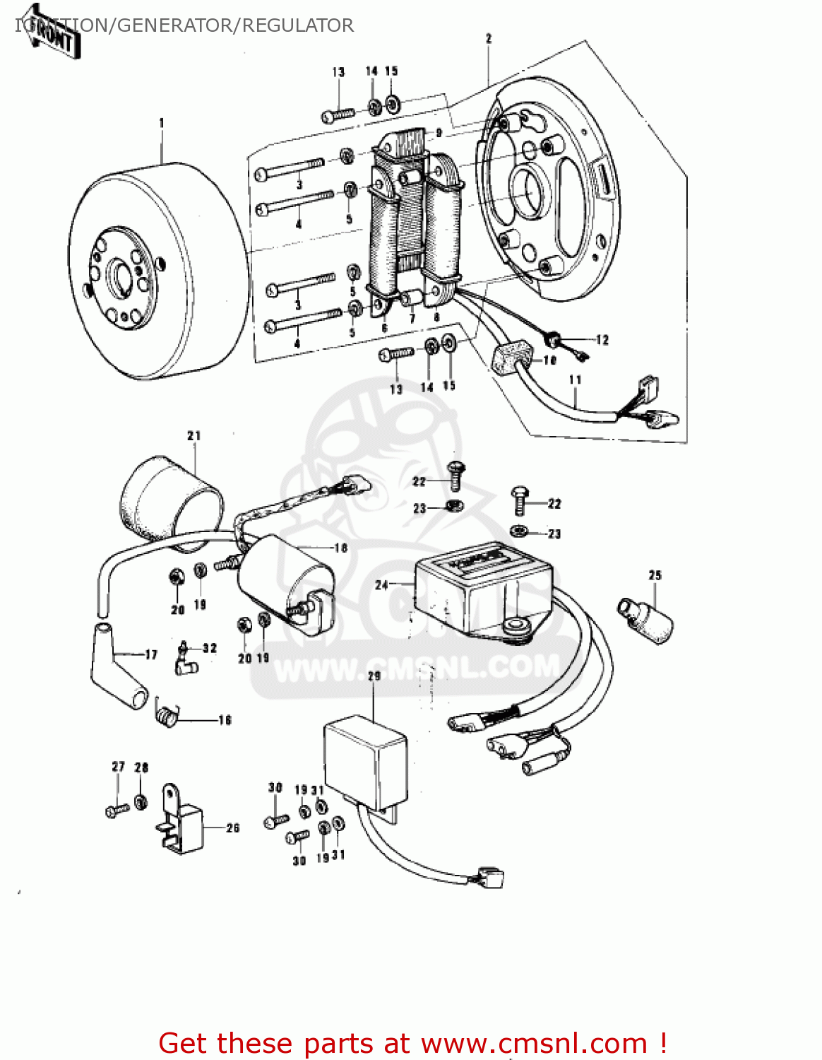 IGNITION/GENERATOR/REGULATOR KE175-B2 KE175 1977 USA CANADA / MPH KPH