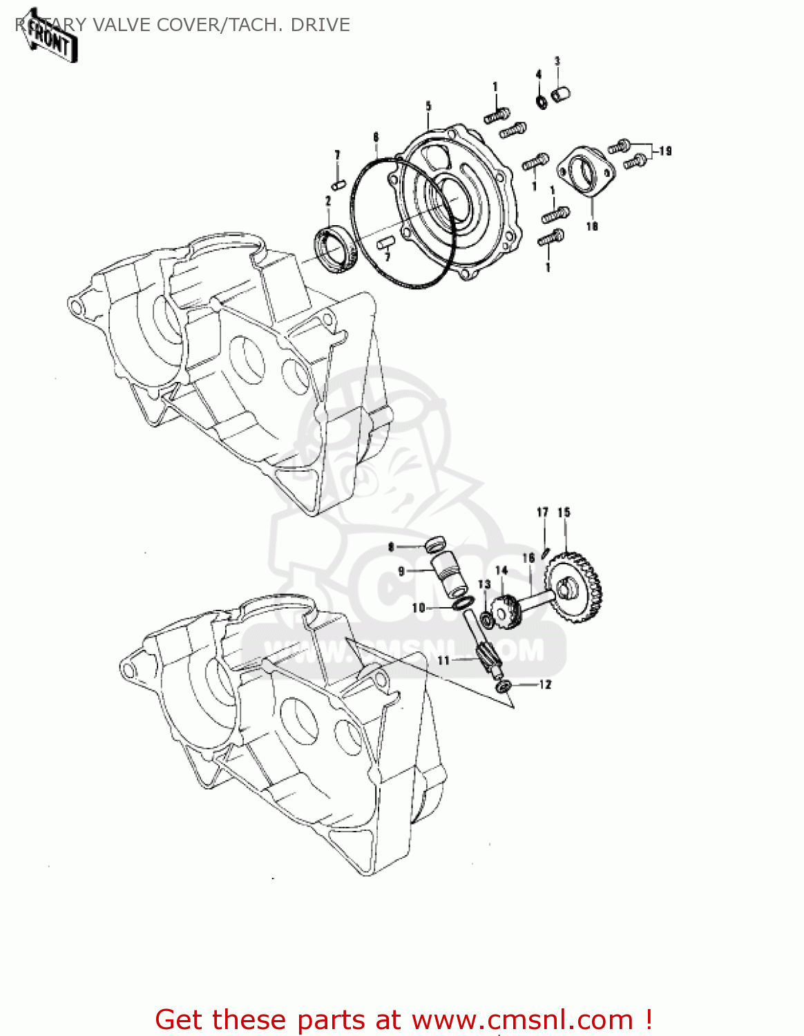 ROTARY VALVE COVER/TACH. DRIVE KE175-B2 KE175 1977 USA CANADA / MPH KPH