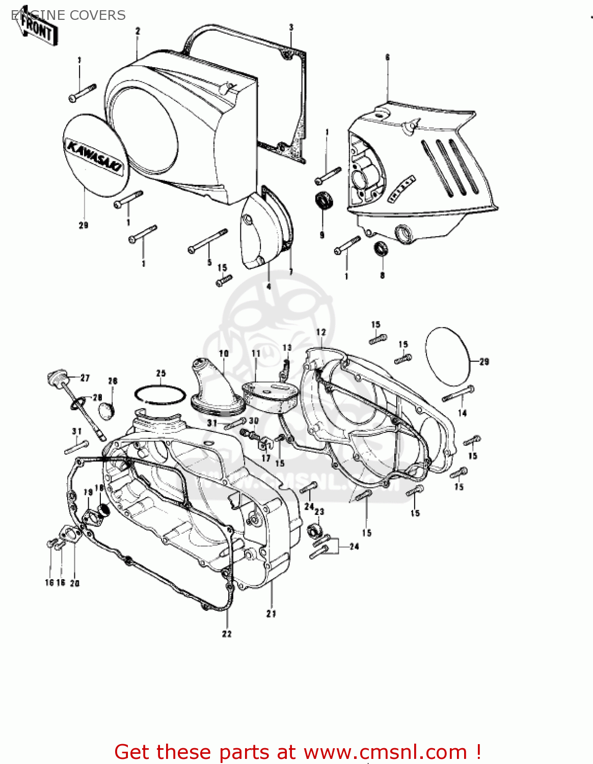 ENGINE COVERS KE175-B2 KE175 1977 USA CANADA / MPH KPH