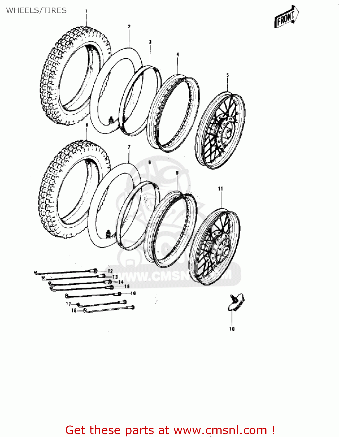 WHEELS/TIRES KE175-B2 KE175 1977 USA CANADA / MPH KPH