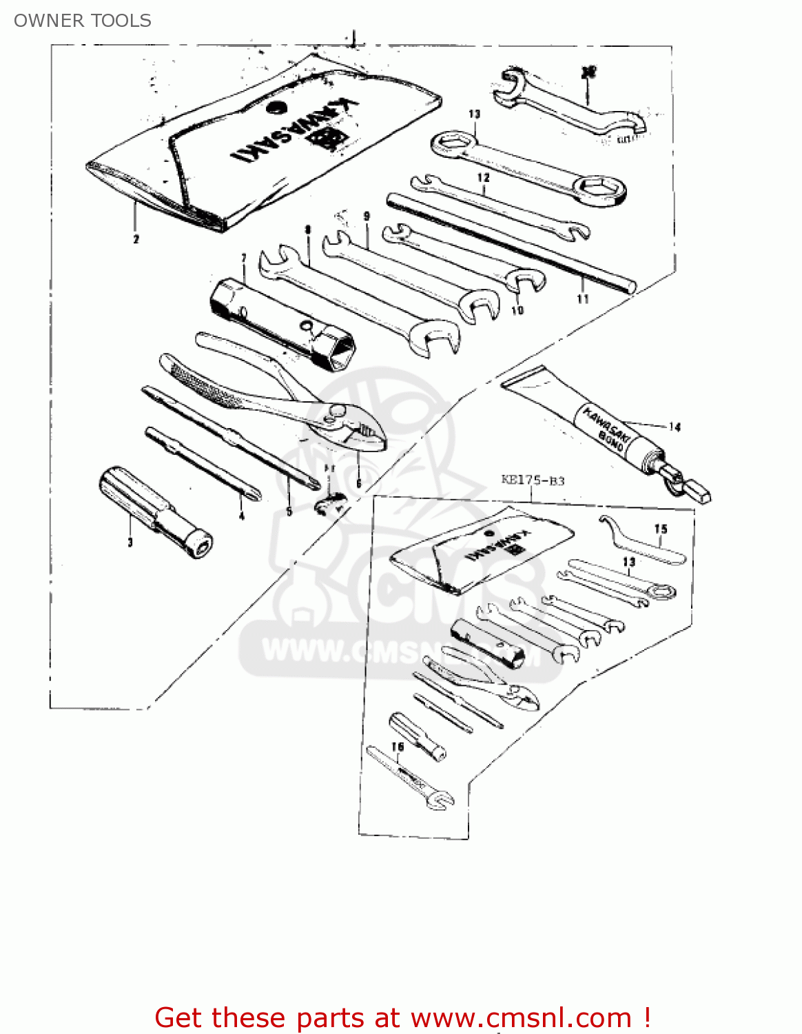 OWNER TOOLS KE175-B3 KE175 1978 USA CANADA / MPH KPH