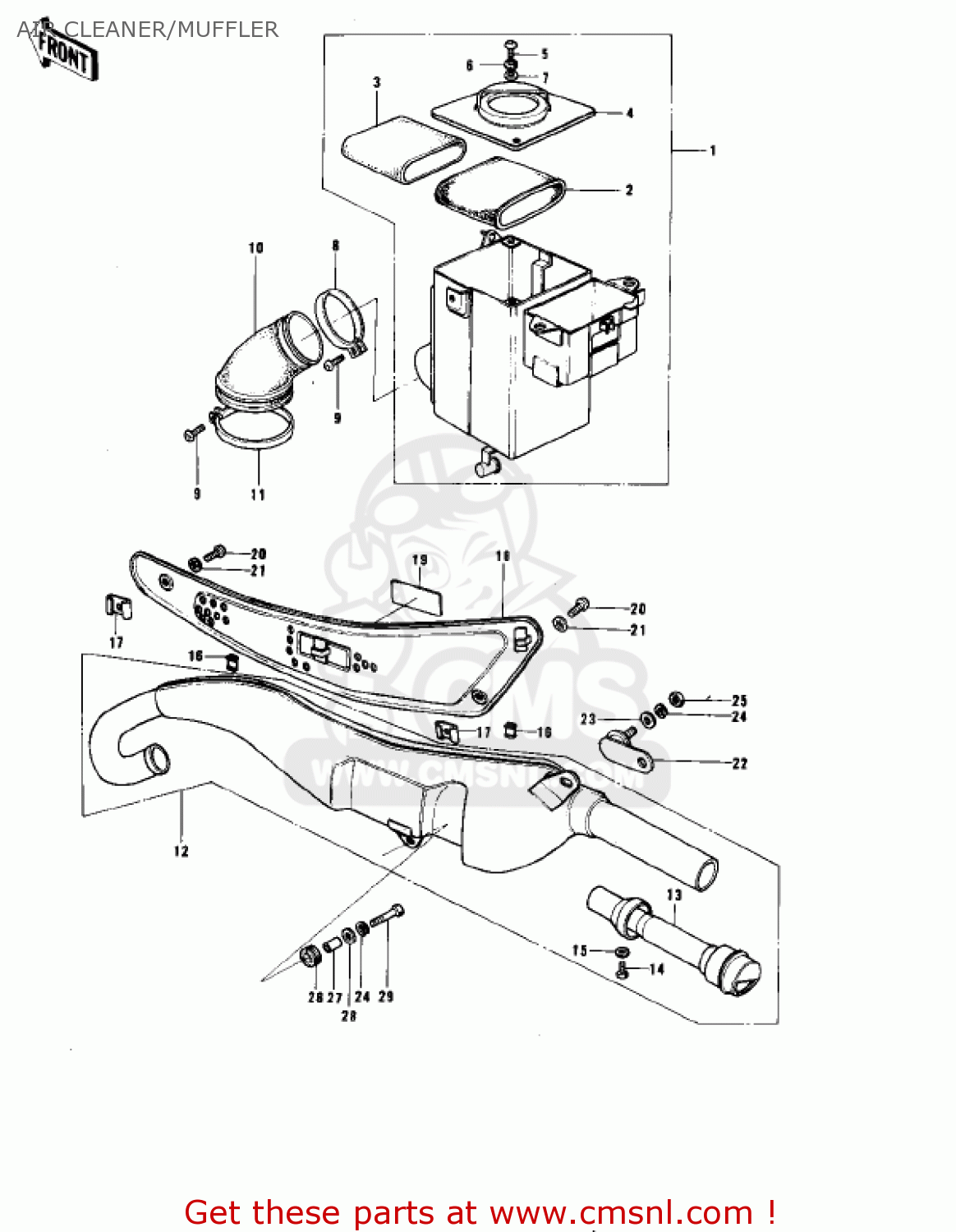 AIR CLEANER/MUFFLER KE175-B3 KE175 1978 USA CANADA / MPH KPH