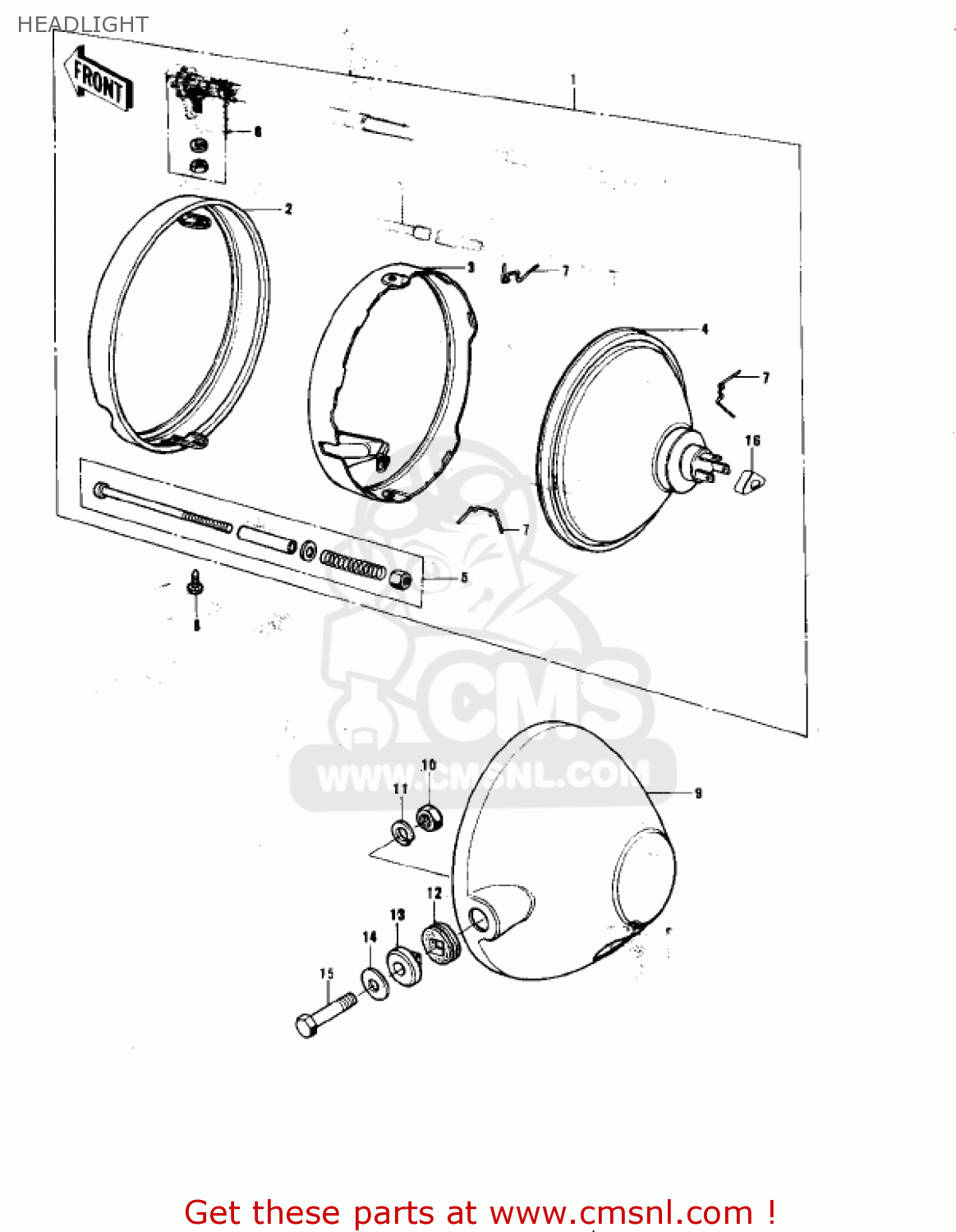 HEADLIGHT KE175-B3 KE175 1978 USA CANADA / MPH KPH