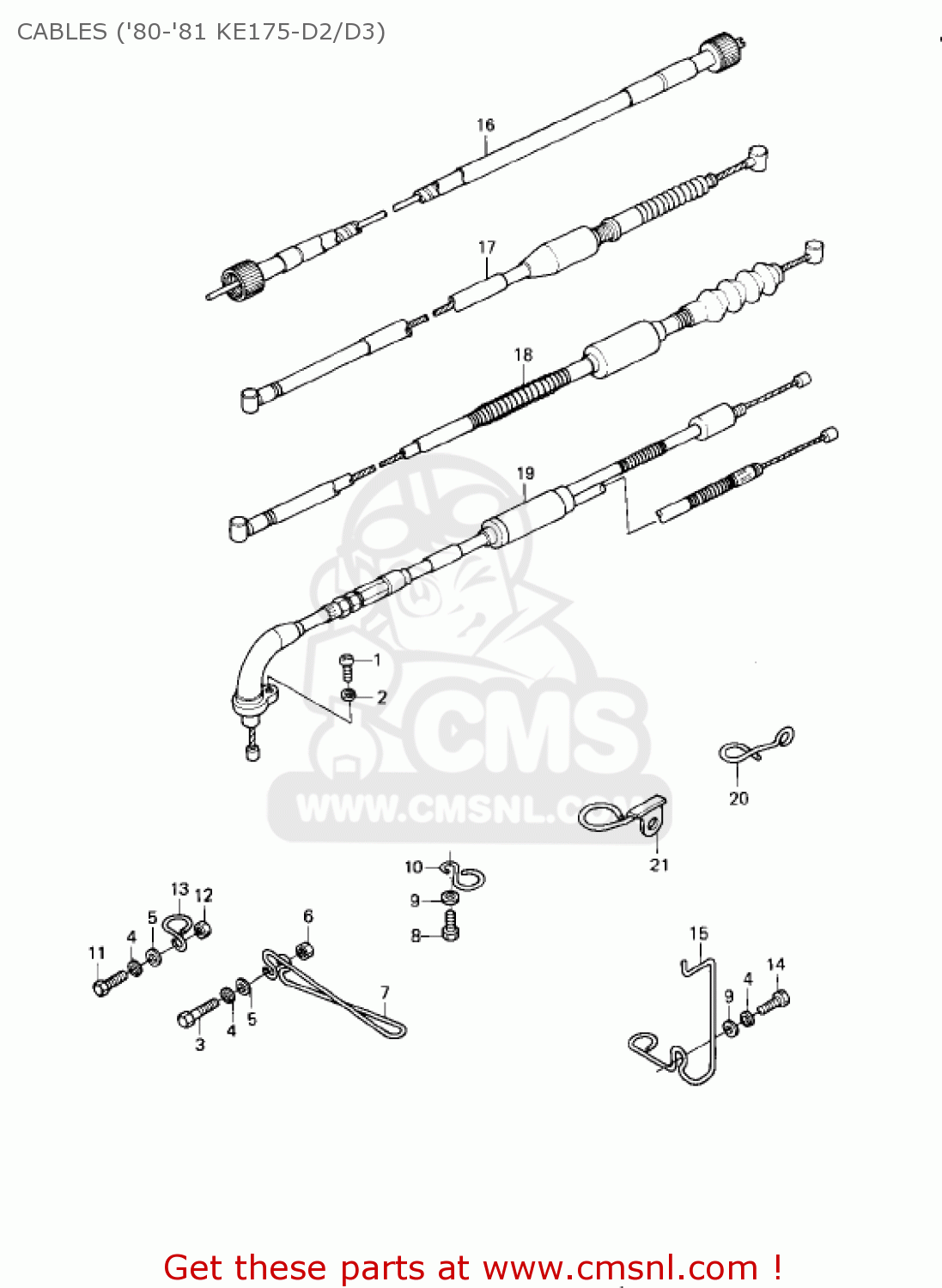 CABLES ('80-'81 KE175-D2/D3) KE175-D2 KE175 1980 USA CANADA