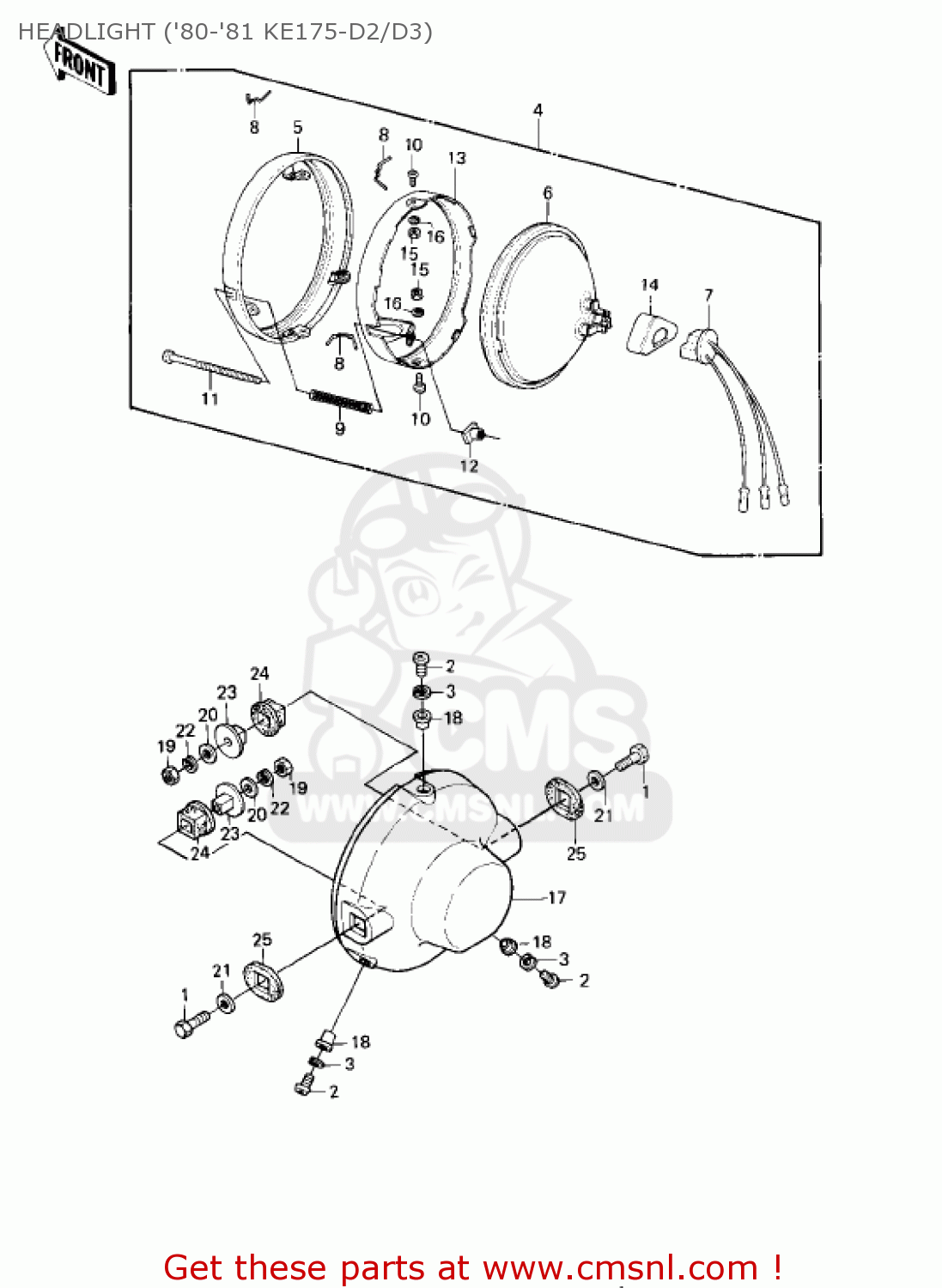 HEADLIGHT ('80-'81 KE175-D2/D3) KE175-D2 KE175 1980 USA CANADA