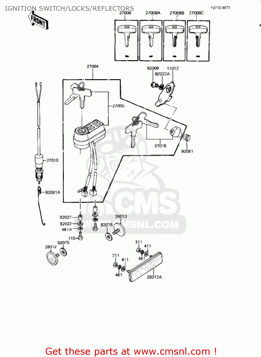 IGNITION SWITCH/LOCKS/REFLECTORS KE175-D2 KE175 1980 USA CANADA
