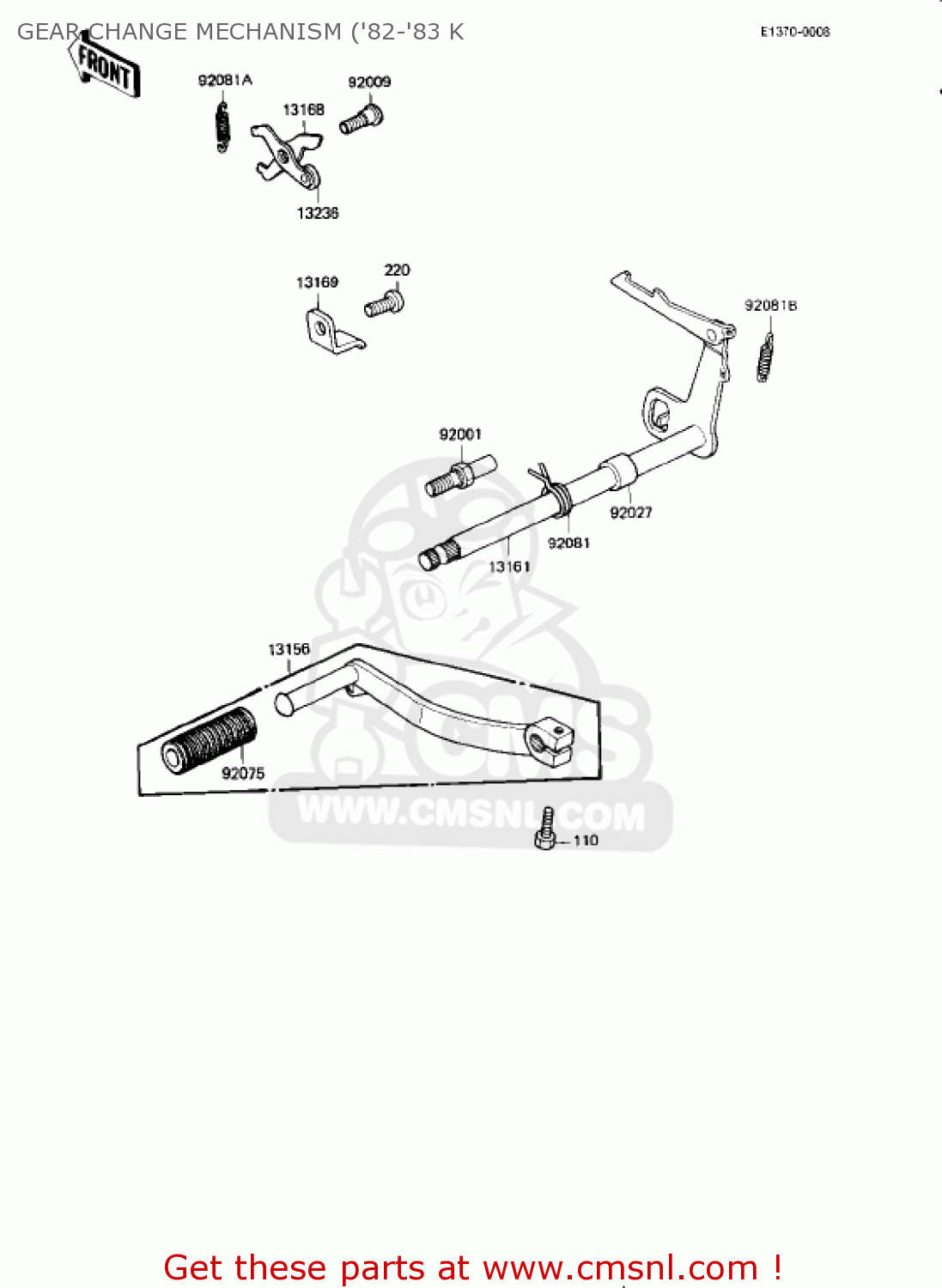 GEAR CHANGE MECHANISM ('82-'83 K KE175-D2 KE175 1980 USA CANADA