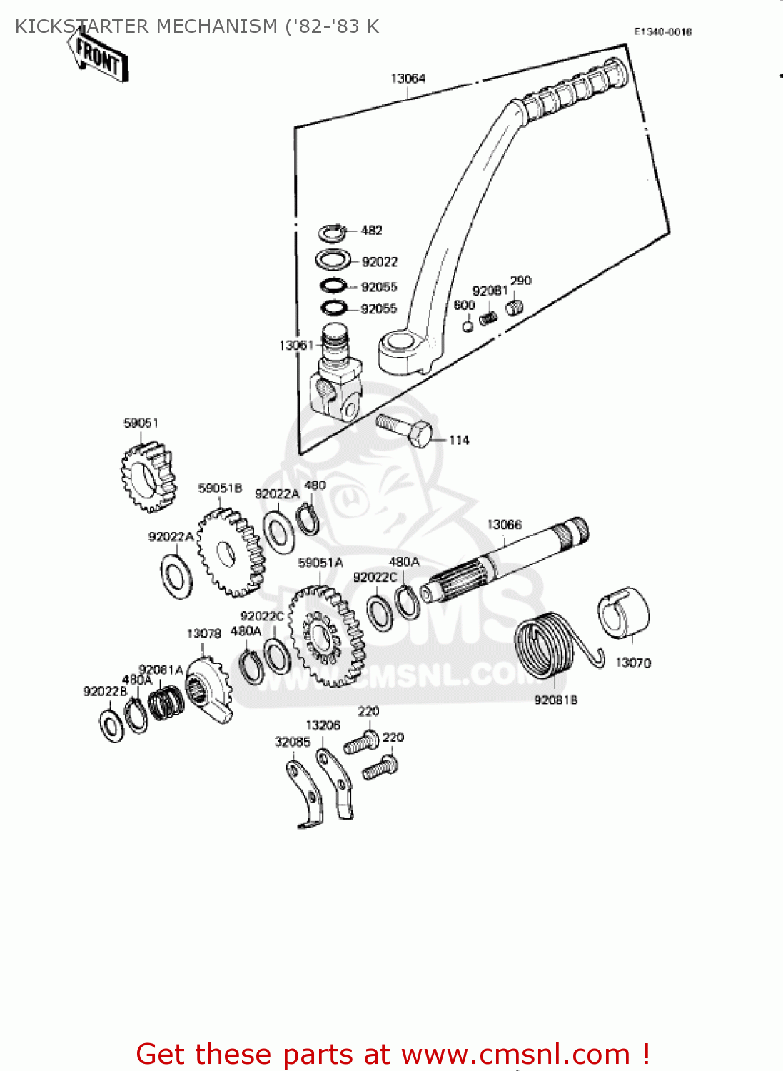 KICKSTARTER MECHANISM ('82-'83 K KE175-D2 KE175 1980 USA CANADA