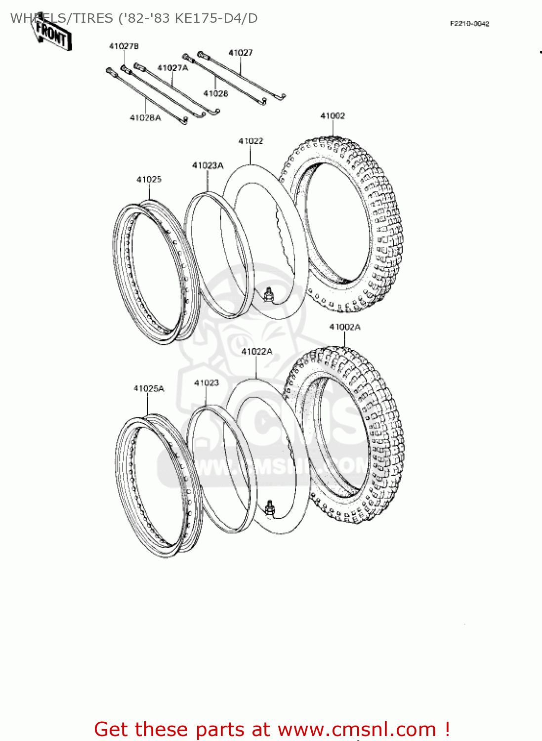 WHEELS/TIRES ('82-'83 KE175-D4/D KE175-D2 KE175 1980 USA CANADA