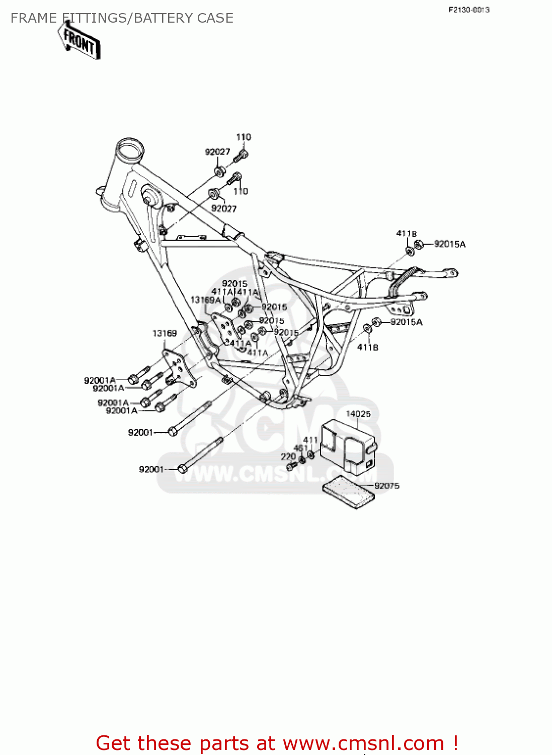 FRAME FITTINGS/BATTERY CASE KE175-D2 KE175 1980 USA CANADA