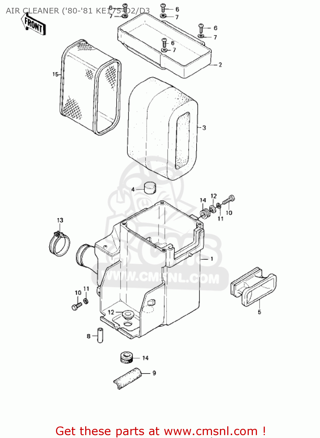 AIR CLEANER ('80-'81 KE175-D2/D3 KE175-D2 KE175 1980 USA CANADA
