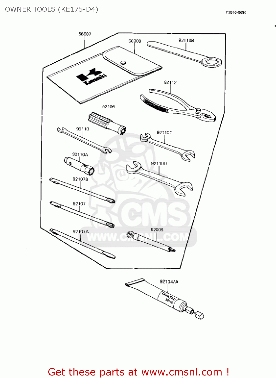 OWNER TOOLS (KE175-D4) KE175-D2 KE175 1980 USA CANADA