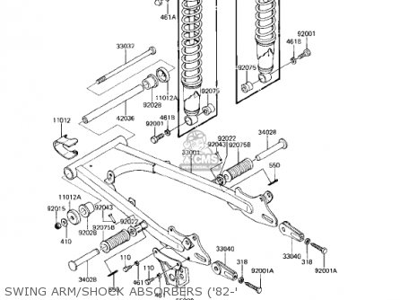 SWING ARM/SHOCK ABSORBERS ('82-' - KE175-D2 KE175 1980 USA CANADA