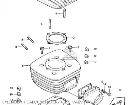 CYLINDER HEAD/CYLINDER/REED VALV - KE175-D2 KE175 1980 USA CANADA