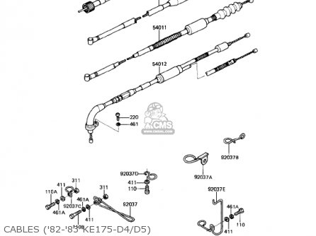 CABLES ('82-'83 KE175-D4/D5) - KE175-D2 KE175 1980 USA CANADA