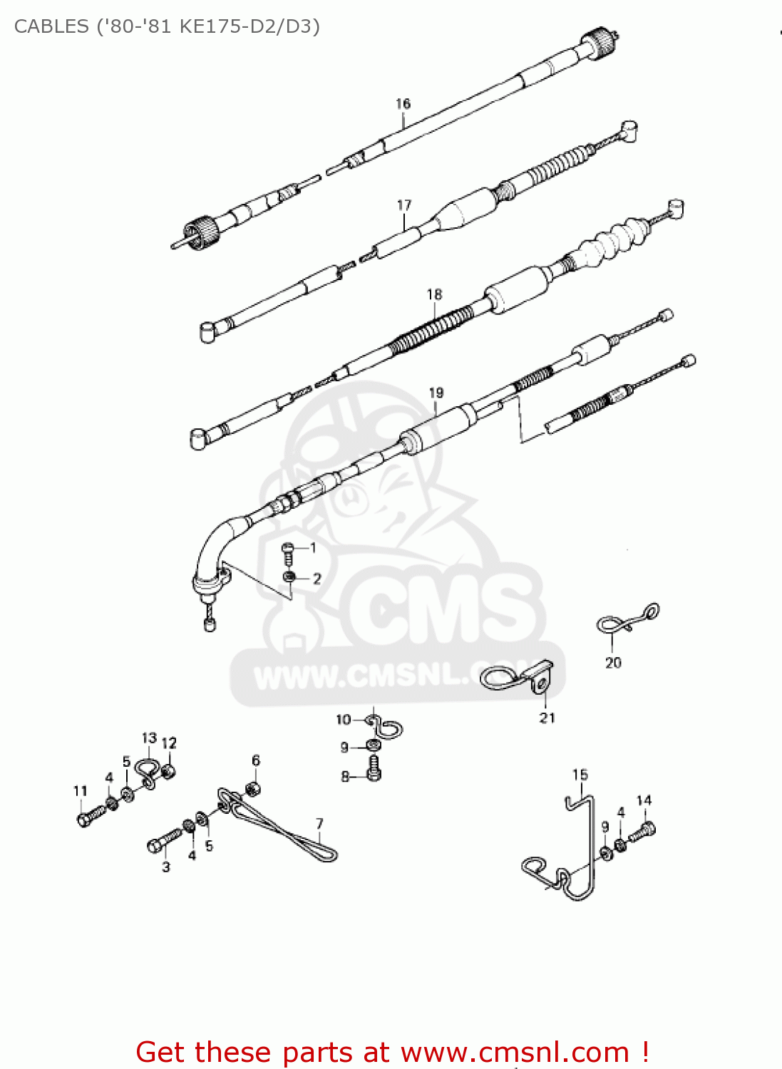 CABLES ('80-'81 KE175-D2/D3) KE175-D3 KE175 1981 USA CANADA