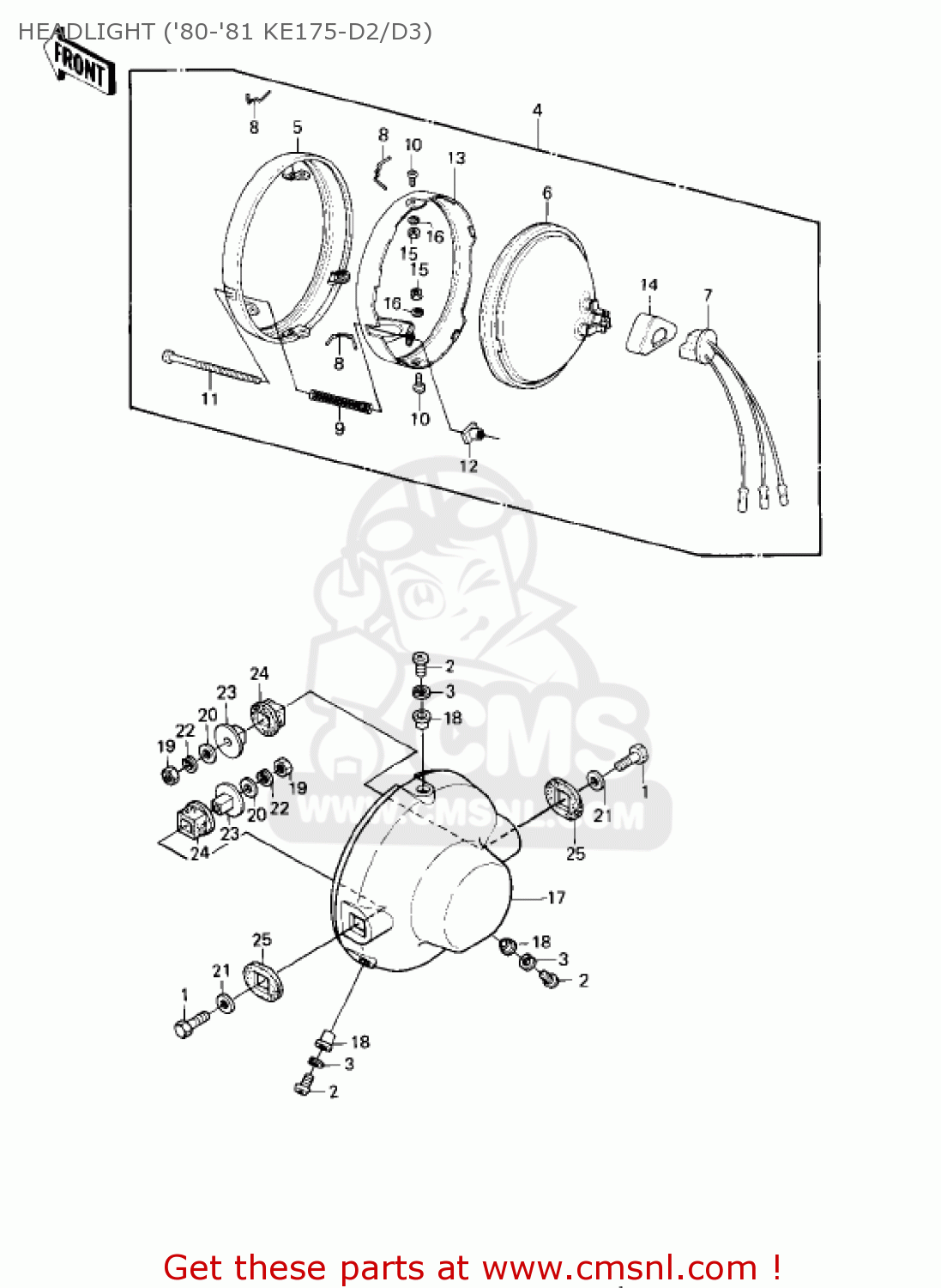 HEADLIGHT ('80-'81 KE175-D2/D3) KE175-D3 KE175 1981 USA CANADA