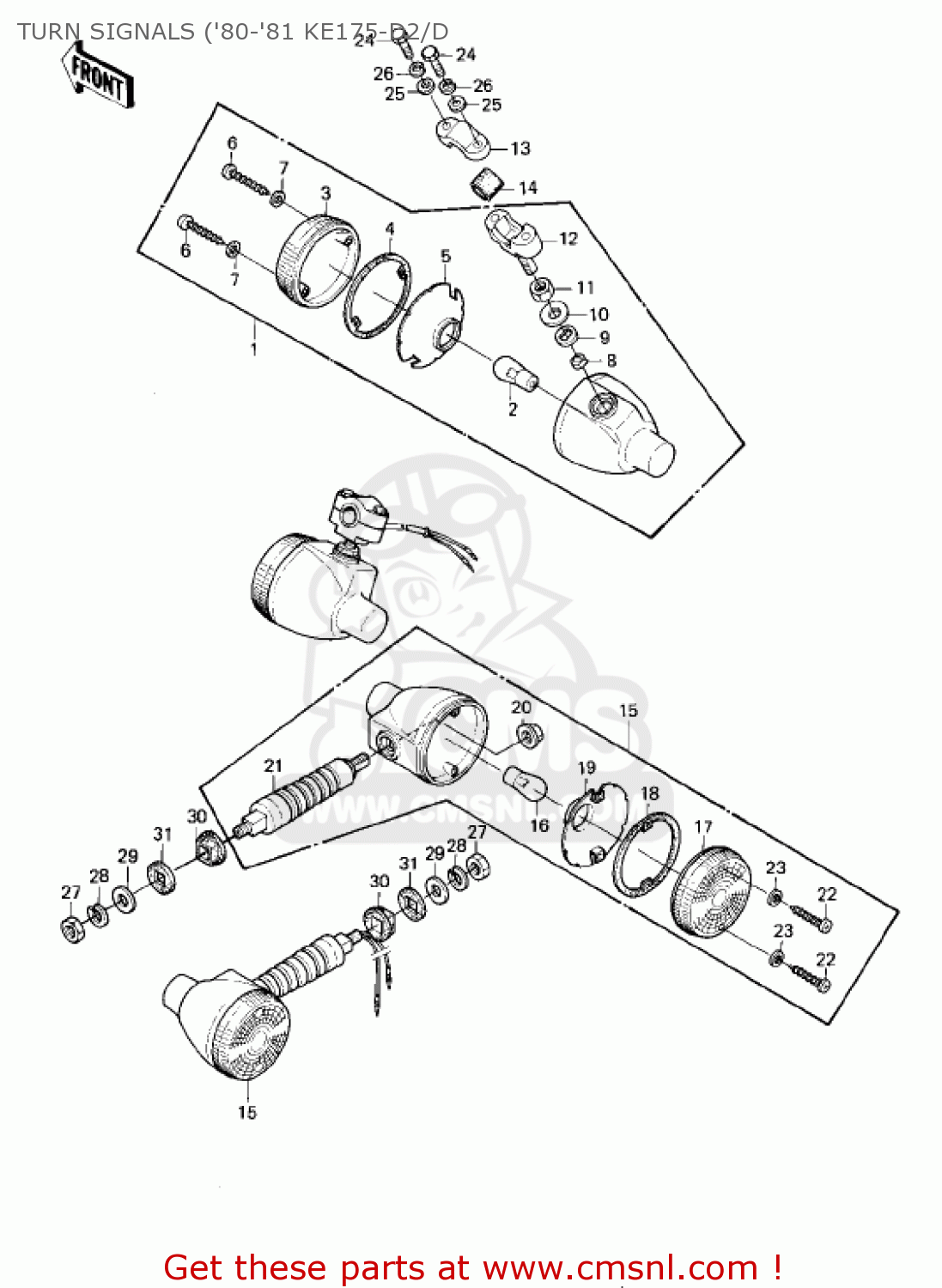 TURN SIGNALS ('80-'81 KE175-D2/D KE175-D3 KE175 1981 USA CANADA