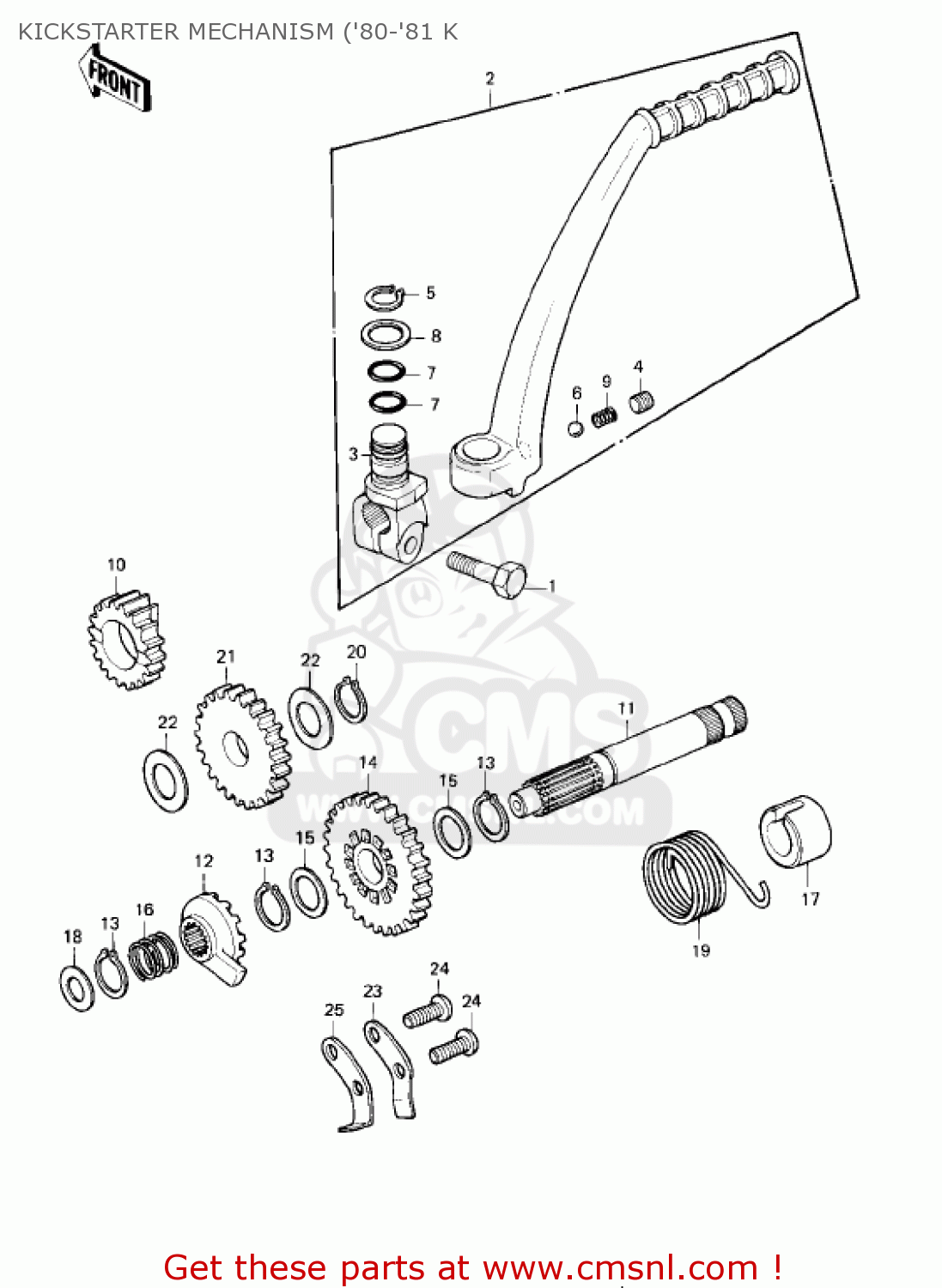 KICKSTARTER MECHANISM ('80-'81 K KE175-D3 KE175 1981 USA CANADA