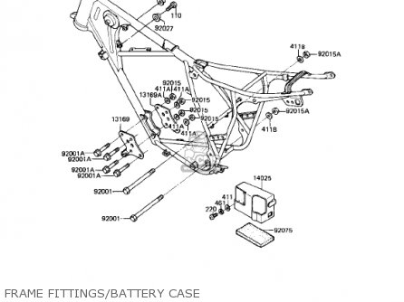 FRAME FITTINGS/BATTERY CASE - KE175-D3 KE175 1981 USA CANADA