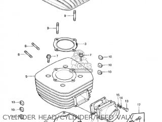 CYLINDER HEAD/CYLINDER/REED VALV - KE175-D3 KE175 1981 USA CANADA
