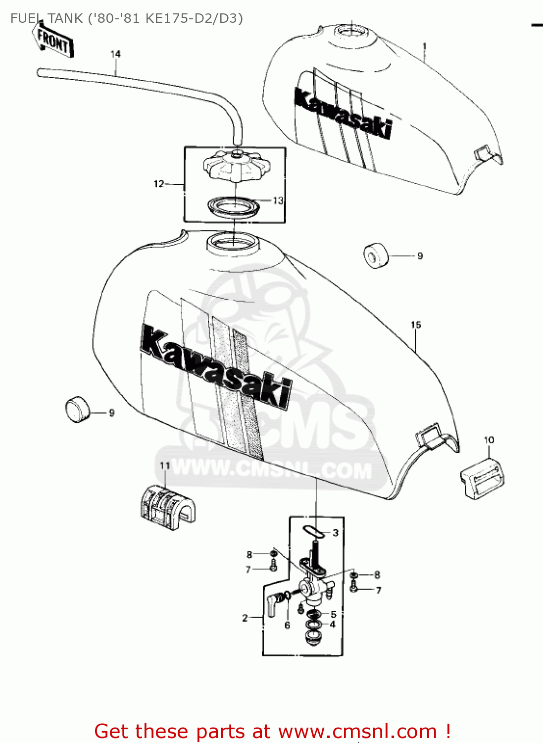 FUEL TANK ('80-'81 KE175-D2/D3) KE175-D4 KE175 1982 USA CANADA
