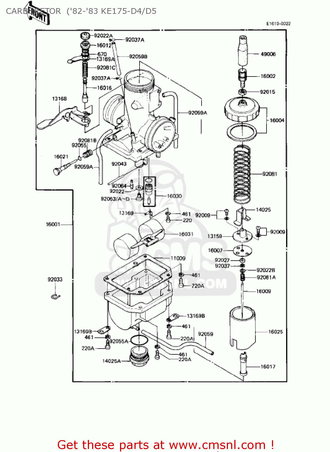 CARBURETOR  ('82-'83 KE175-D4/D5 KE175-D4 KE175 1982 USA CANADA