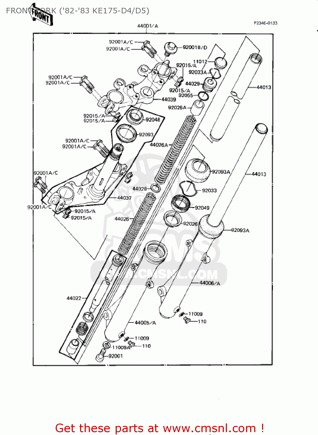 FRONT FORK ('82-'83 KE175-D4/D5) KE175-D4 KE175 1982 USA CANADA