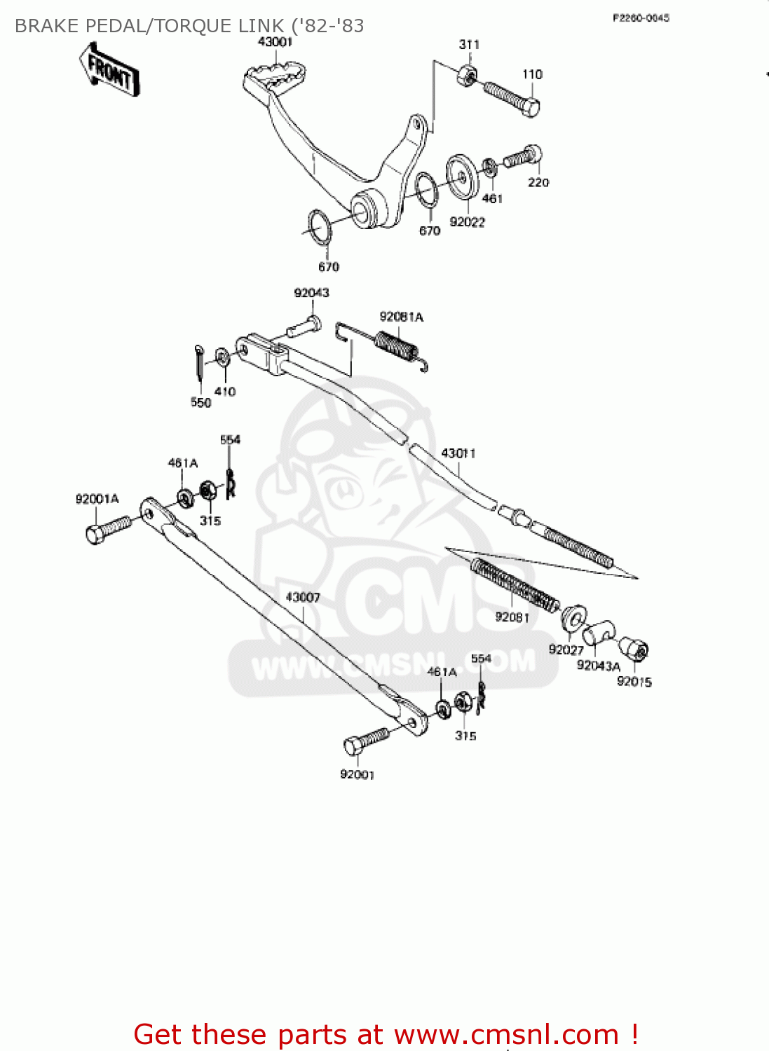 BRAKE PEDAL/TORQUE LINK ('82-'83 KE175-D4 KE175 1982 USA CANADA